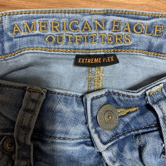 American Eagle Women’s Extreme Flex Slim Straight Leg Distressed Jeans 26x28 - Picture 5 of 9